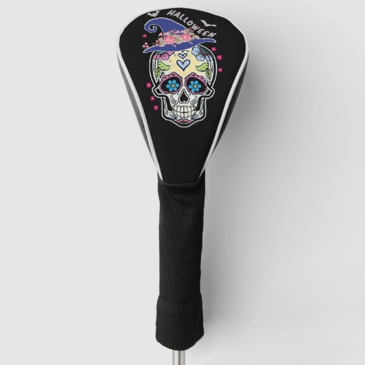 Halloween Flower Skull Golfheadcover (Voorkant)