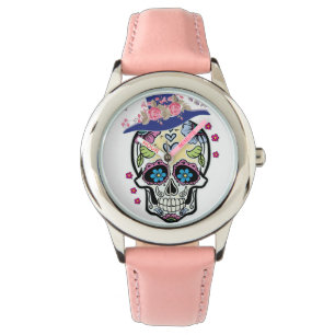 Halloween Flower Skull Horloge