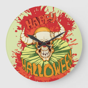 Halloween flyer: duivelse clown thema grote klok