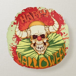 Halloween flyer: duivelse clown thema rond kussen