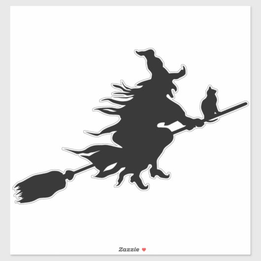 Halloween Flying heks on broom black sticker (Vel)