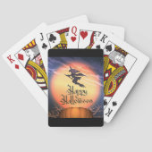 Halloween Flying Witch Broom Pumpkin-speelkaarten Pokerkaarten (Achterkant)