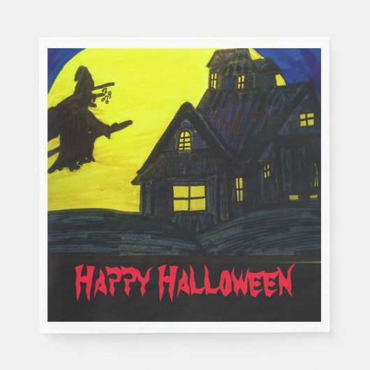 HALLOWEEN FLYING WITCH napkins Servet (Voorkant)