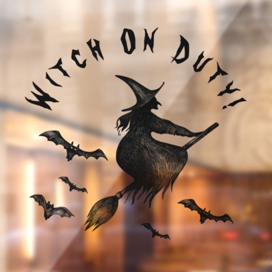 Halloween Flying Witch Spooky Full Moon Black Raamsticker (Vel 2)