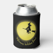 Halloween Flying Witch Whimsical Full Moon Blikjeskoeler (Blikje Voorkant)