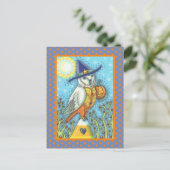 HALLOWEEN FOLK ART BARN OWL & CANDY CORN BRIEFKAART (Staand voorkant)