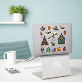 Halloween Folk Art Stickers (Laptop op bureau)