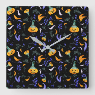 Halloween Forest Wall Clock Vierkante Klok
