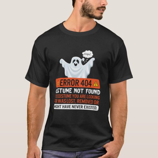 Halloween-fout 404 Costume niet gevonden coderings T-shirt (Voorkant)