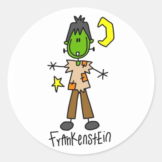 Halloween Frankenstein Stick Figuur Sticker (Voorkant)