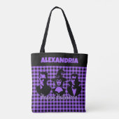 Halloween Frankenstein Witch Vampire Purple Plaid Draagtas (Achterkant)