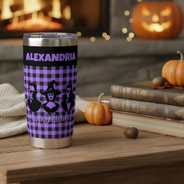 Halloween Frankenstein Witch Vampire Purple Plaid Geïsoleerde Drinkbeker