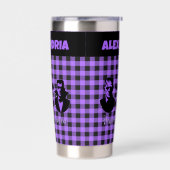 Halloween Frankenstein Witch Vampire Purple Plaid Geïsoleerde Drinkbeker (Links)