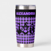 Halloween Frankenstein Witch Vampire Purple Plaid Geïsoleerde Drinkbeker (Achterkant)