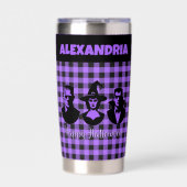 Halloween Frankenstein Witch Vampire Purple Plaid Geïsoleerde Drinkbeker (Voorkant)