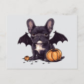 Halloween Franse Bulldog Bat Wings Pumpkins Briefkaart (Voorkant)