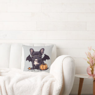 Halloween Franse Bulldog Bat Wings Pumpkins Kussen