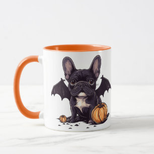 Halloween Franse Bulldog Bat Wings Pumpkins Mok
