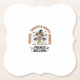 Halloween Franse Bulldog Grappenmaker Kartonnen Onderzetters