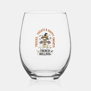 Halloween Franse Bulldog Grappenmaker Wijnglas Zonder Voet