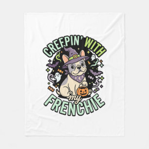 Halloween Franse Bulldog Griezelige Gezel Fleece Deken