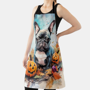 Halloween Franse Bulldog Met Pompoenen Eng Schort