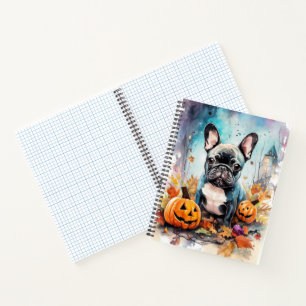 Halloween Franse Bulldog Met Pompoenen Griezelen Notitieboek