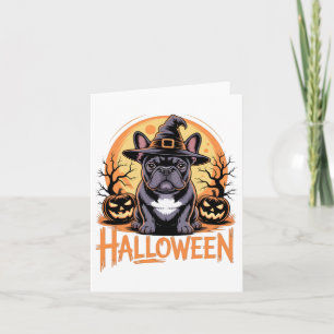 Halloween Franse Bulldog Outfit met heks Pet en Kaart