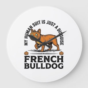 Halloween Franse Bulldog Pompoen Kostuum Shirt_1 Grote Klok
