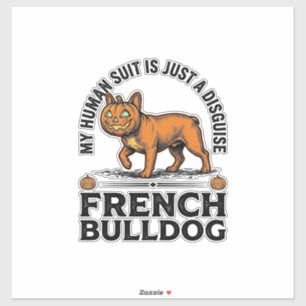 Halloween Franse Bulldog Pompoen Kostuum Shirt_1 Sticker