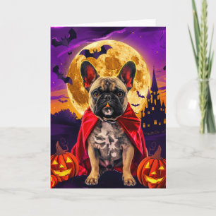 Halloween Franse Bulldog Vampire Pumpkins eng Kaart