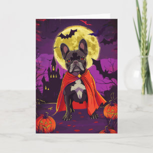 Halloween Franse Bulldog Vampire Pumpkins eng Kaart