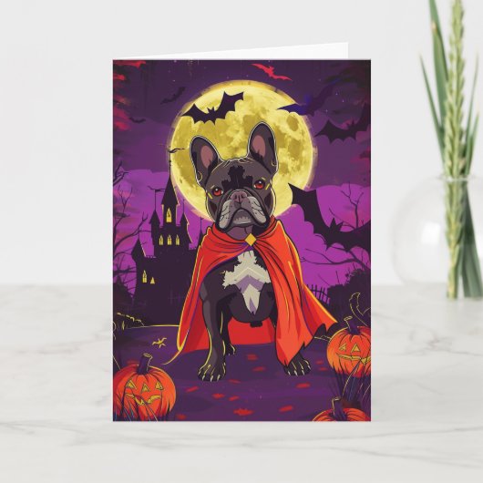 Halloween Franse Bulldog Vampire Pumpkins eng Kaart (Voorkant)