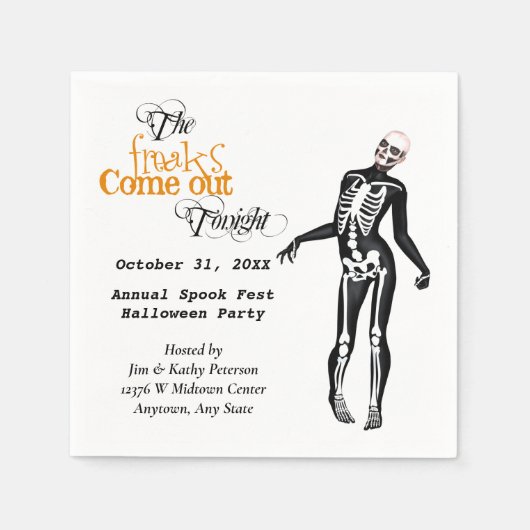 Halloween Freak Zombie Skeleton Custom Servet (Voorkant)