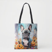 Halloween French bulldog met pompoenen eng Draagtas (Voorkant)