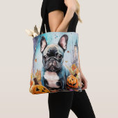 Halloween French bulldog met pompoenen eng Draagtas (Dichtbij)