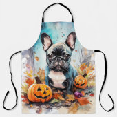 Halloween French bulldog met pompoenen eng Schort (Voorkant)