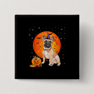 Halloween French Bulldog Trick or treat Pumpkin Vierkante Button 5,1 Cm