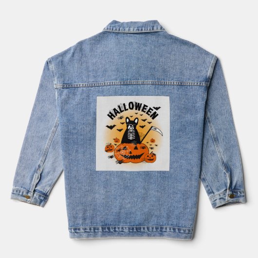Halloween Frenchie Denim Jacket (Achterkant)