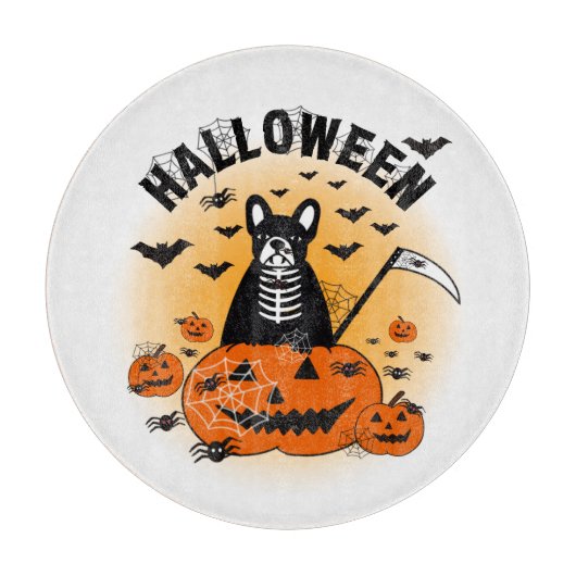 Halloween Frenchie Snijplank (Voorkant)