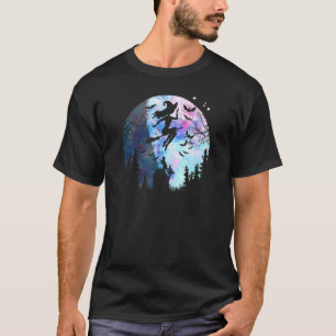 Halloween Frequent Flyer Vliegt Met Volle Maan Kat T-shirt