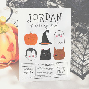 Halloween Friends Cute Modern Boy Birthday Party Kaart