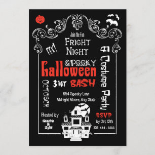 Halloween Fright Night Party nodiging Kaart