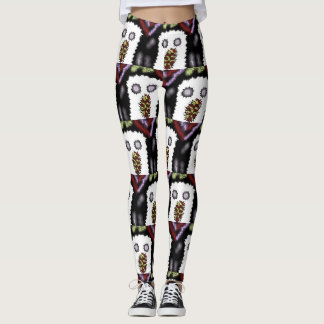 Halloween Frighten U Ghost Red Paars Black Green Leggings