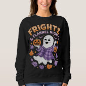 Halloween Frights en Flannel Nights Schattige Ghos Trui (Voorkant)