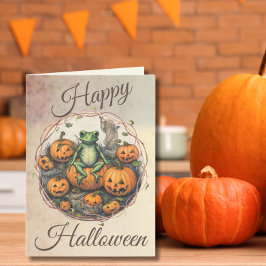  Halloween Frog & Pumpkins Feestdagen Kaart