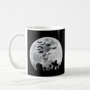 Halloween Full Moon Cemetery Graveyard Spooky Bats Koffiemok
