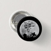 Halloween Full Moon Cemetery Graveyard Spooky Bats Ronde Button 3,2 Cm (Voorkant /achterkant)