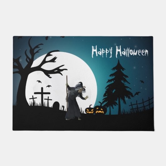 Halloween Fullmoon Witch Deurmat (Voorkant)