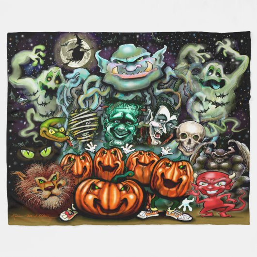Halloween Fun Art Fleece Deken (Voorkant (Horizontaal))